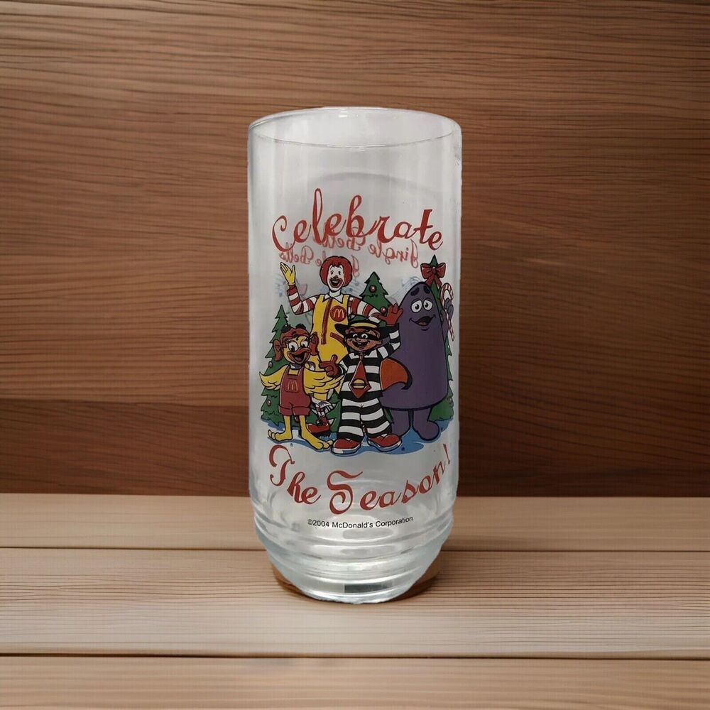 Vintage 2004 McDonald’s Christmas Glass Celebrate the Season Ronald Grimace 16oz